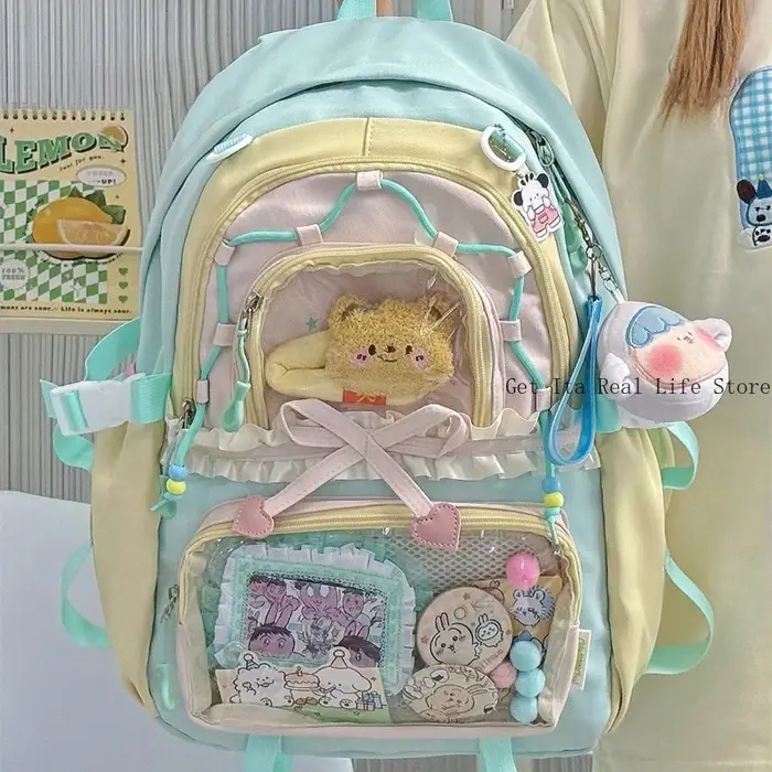 Italife Dopamine Anmie clair Ita sac à dos pour femmes retour à l'école japon fille gros volants Itabag pour épingles affichage avec arcs H259