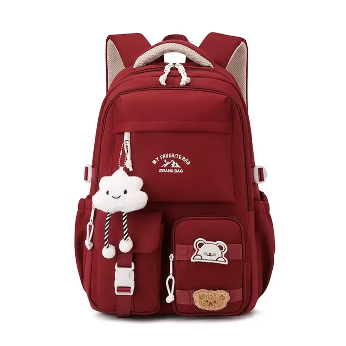 Sac à dos de style collège japonais Ins avec pendentif