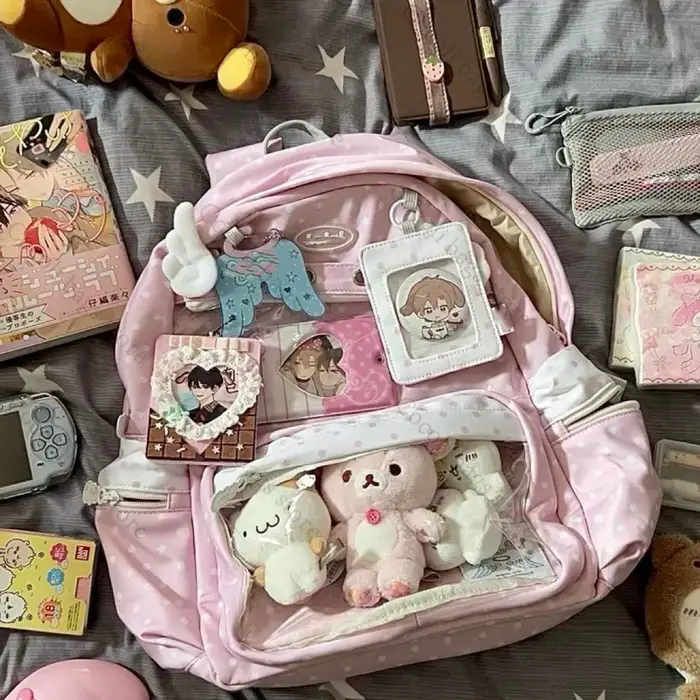 Kawaii sac à dos Ita sac imprimé sac d'école pour fille sacs à dos femme Itabag avec poche transparente sac