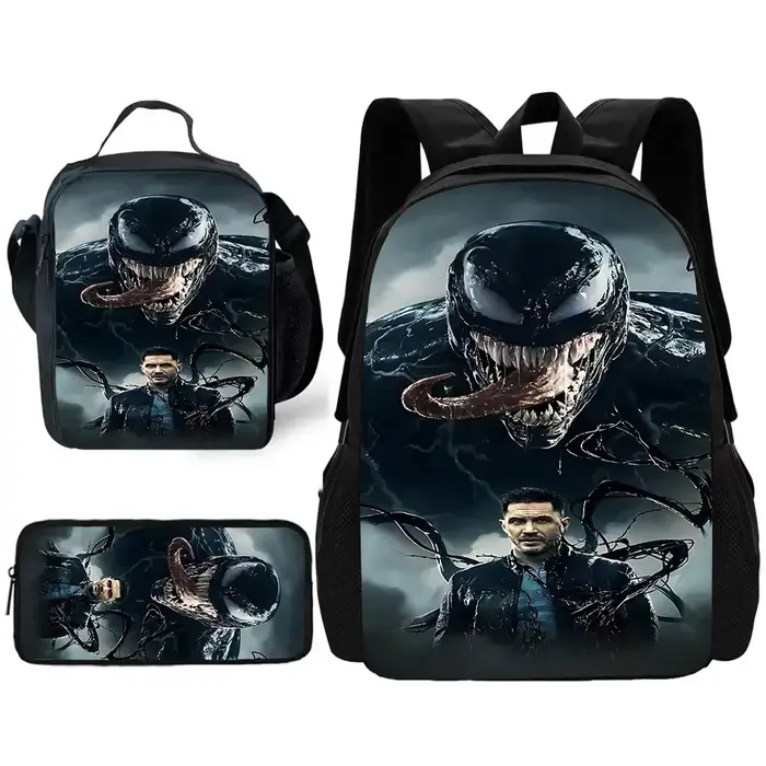 Sac à dos d'école Marvels Venom pour enfants avec sacs à lunch