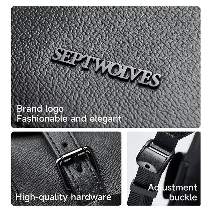 Septwolves haute qualité affaires imprimé sac à dos en cuir homme concepteur cordon Flip monogramme 