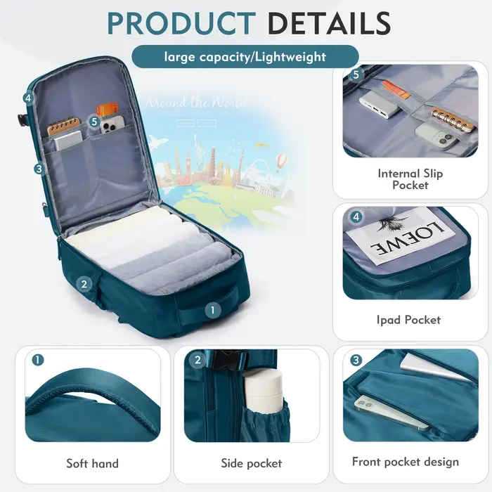 Sacs à dos imperméables sac à dos de voyage cabine d'avion 42x29x15Easyjet sac à main pour ordinateur portable