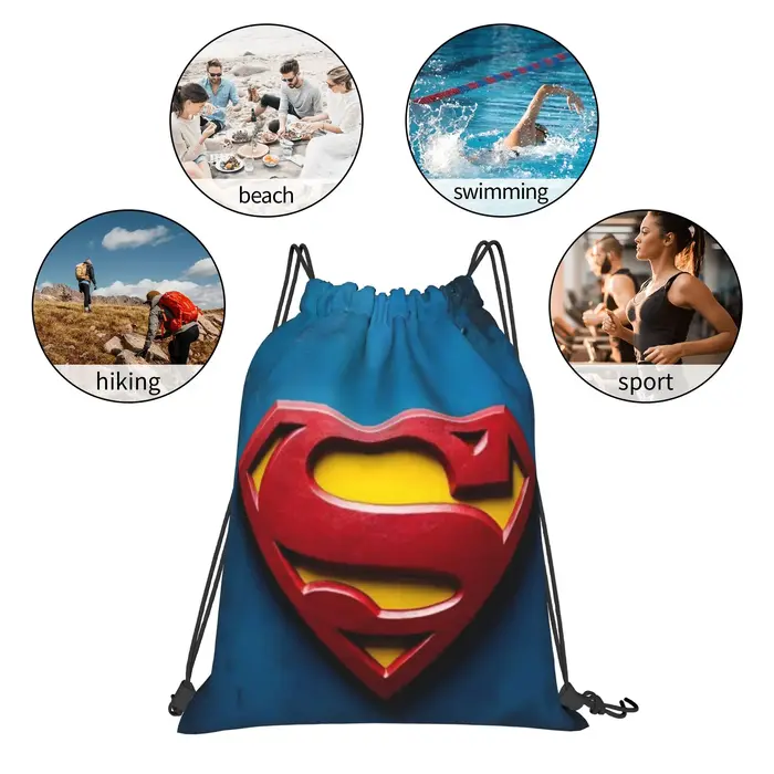 Sac à dos portable à cordon de serrage Hero Superman pour la randonnée