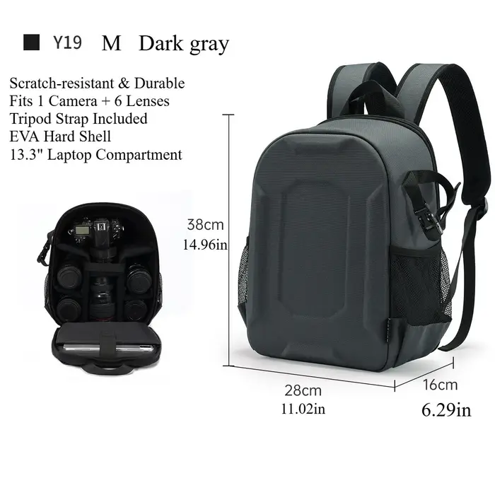 Sac à dos rigide avec trépied et sac pour appareil photo antichoc, adapté aux ordinateurs portables 