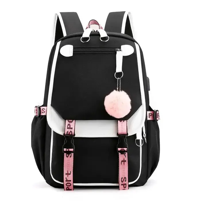 Style coréen lycée sac à dos pour adolescente mode noir blanc étudiant filles sac à dos cartable mignon livre sac