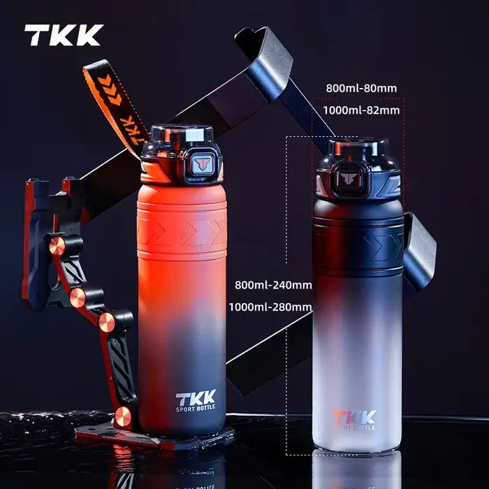 TKK 600/850/1000ml bouteille d'eau de sport Tritan sans BPA Portable anti-fuite en plastique verres en plein air Fitness dégradé bouilloire