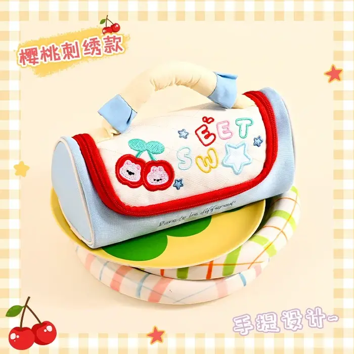 Trousse à crayons en polyester avec poignée, pochette pour règle scolaire, organiseur de cosmétiques