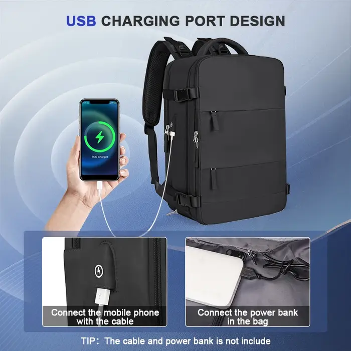 Grand sac à dos de voyage pour hommes, sac à dos étanche pour ordinateur portable approuvé par le vo