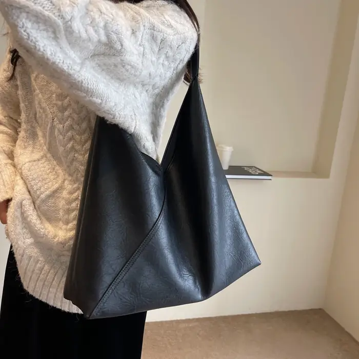 MOODS rétro concepteur 2-en-1 sacs à bandoulière pour femmes en cuir PU souple couleur Pure grande capacité aisselles Hobo Shopper fourre-tout sac à main