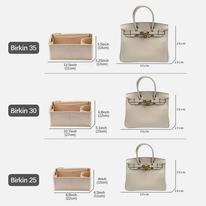Insert organisateur de sac à main pour birkin 35