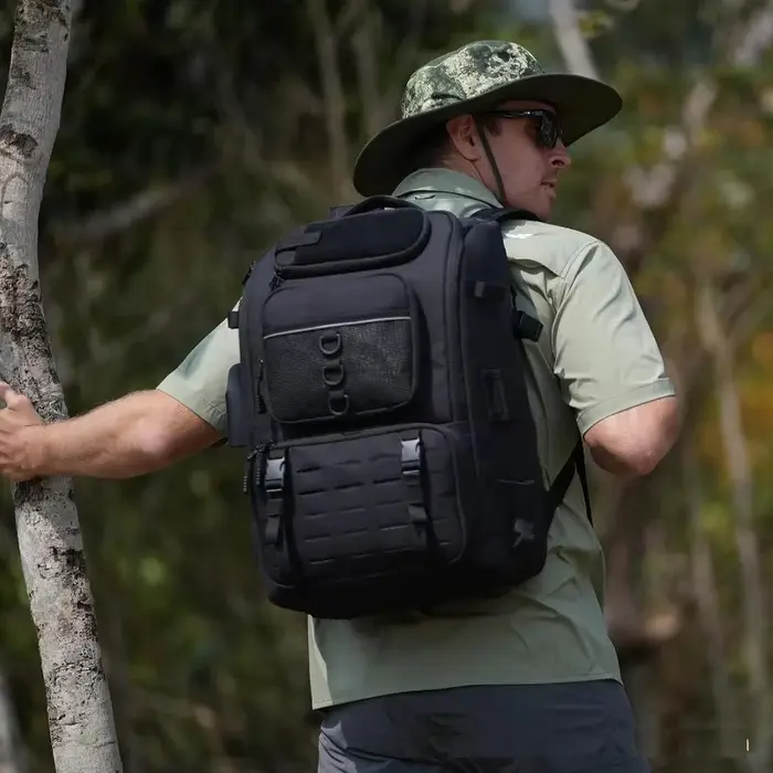 Sac à dos de pêche multifonctionnel 40L pour hommes avec porte-cannes