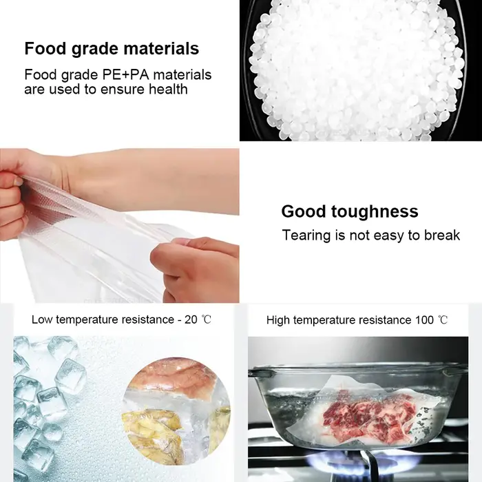 Sacs d'emballage sous vide alimentaire 100 pièces