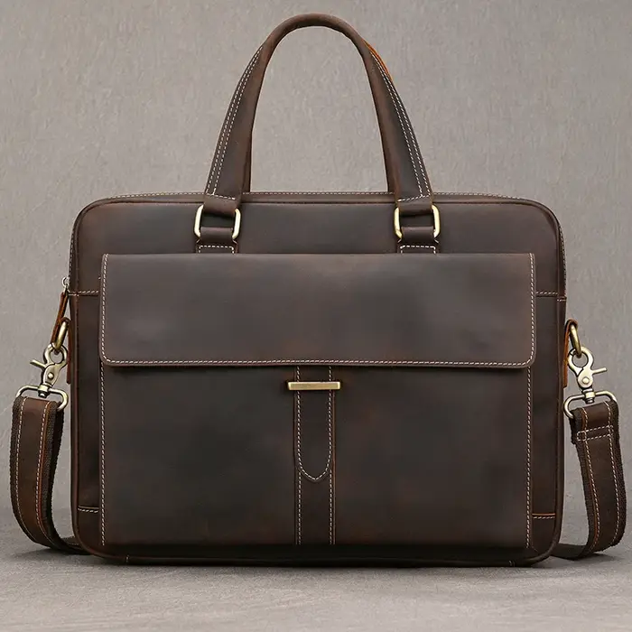 Porte-documents en cuir véritable pour hommes