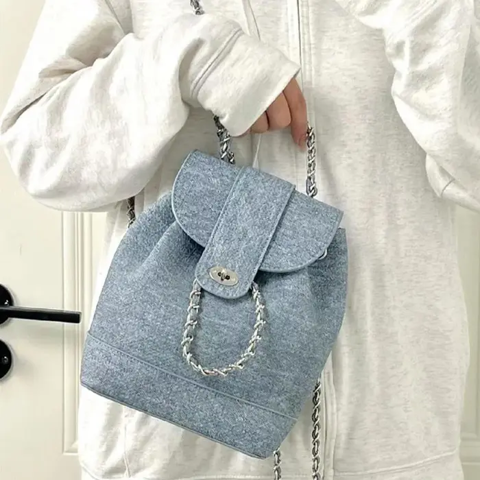 Sacs à dos à rabat en tissu denim pour femmes