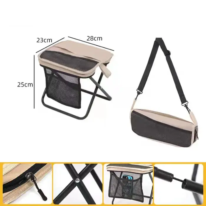 Tabouret pliant portable léger avec sac pour voyage, camping et randonnée