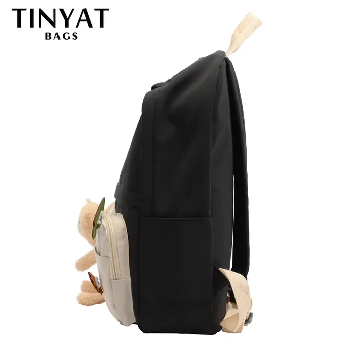 TINYAT Kawaii Bear sac à dos 15.6 pouces grande capacité adolescents pour femmes sac d'école léger sac à dos pour ordinateur portable sangle réglable mignon