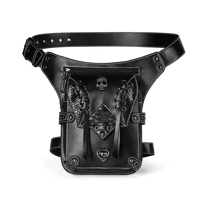 JIEROTYX Vintage Steampunk moto jambe sac femmes hydrofuge Rock gothique Biker sacs Packs victorien goutte