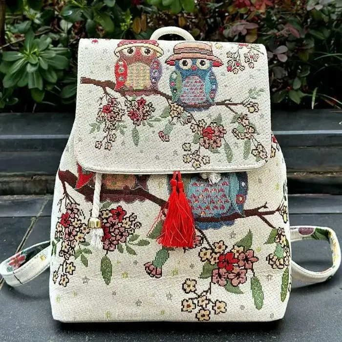 Sacs à dos brodés de style ethnique pour femmes