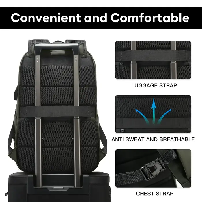 BANGE Carry On Sacs à dos légers pour ordinateur portable de 15,6 pouces pour hommes, pour les voyag