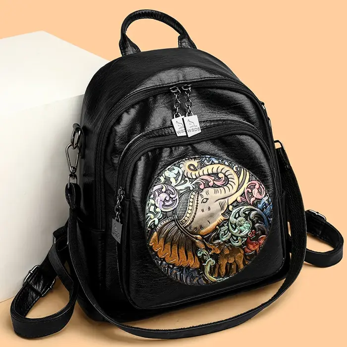 2024 Sacs à dos design imprimé éléphant Sac à dos en cuir de couleur unie de haute qualité Marque de