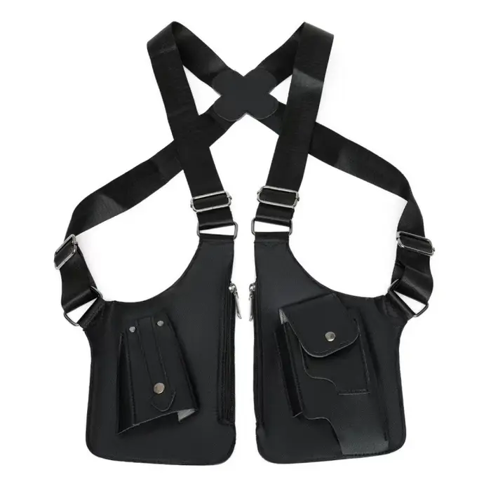 Sac à dos tactique rétro en PU pour hommes, antivol, imperméable, double bandoulière, multi-poches, 