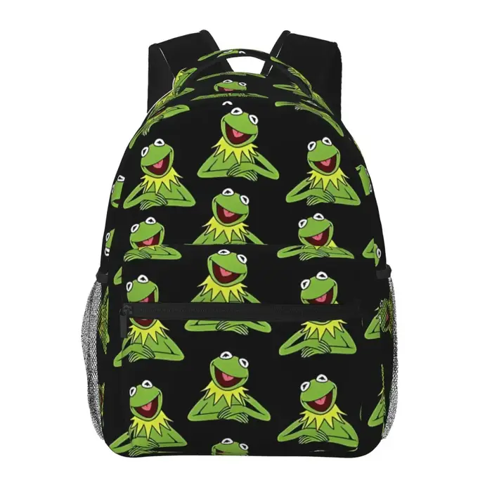 Sac à dos à motif Kermit The Frog, cartable d'école pour hommes et femmes, sacs en toile pour ordina