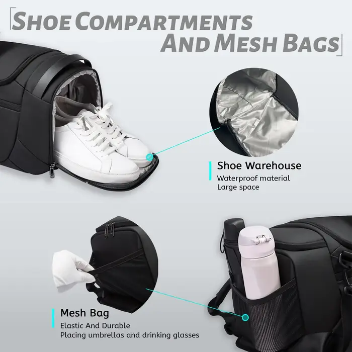 BANGE – sacs polochons de sport imperméables avec compartiment à chaussures, sac de sport de 21 pouces pour hommes avec compartiment humide et sec, sacs de voyage
