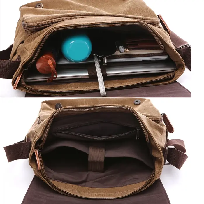 Hommes toile sac de messager Vintage marque affaires décontracté voyage sac à bandoulière ordinateur portable sacs