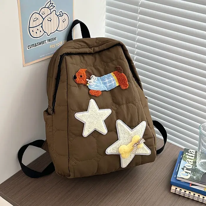 Sac à dos brodé de dessin animé en nylon pour filles