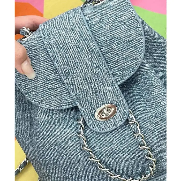 Sacs à dos à rabat en tissu denim pour femmes