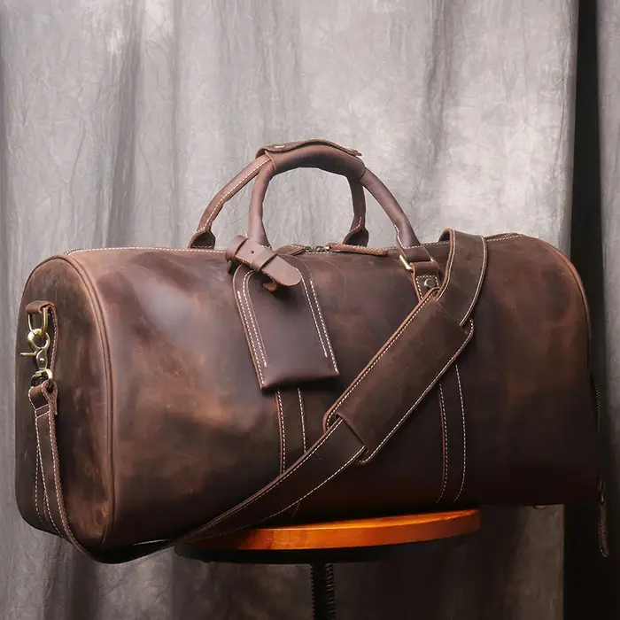 ZRCX – sac à main Vintage pour hommes, sac de voyage en cuir Geunine, grande capacité, messager à ba