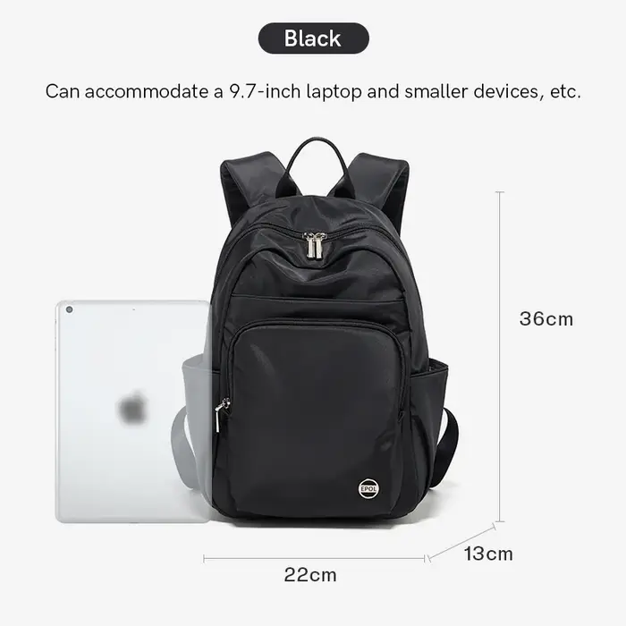Sac à dos en nylon imperméable pour femme, grande capacité, sac d'école léger, sacs initiés, sacs po