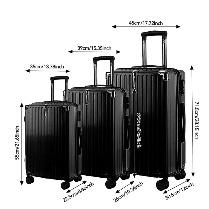 Anajqaqia Ensemble de valises de voyage 3 pièces avec roulettes et serrure