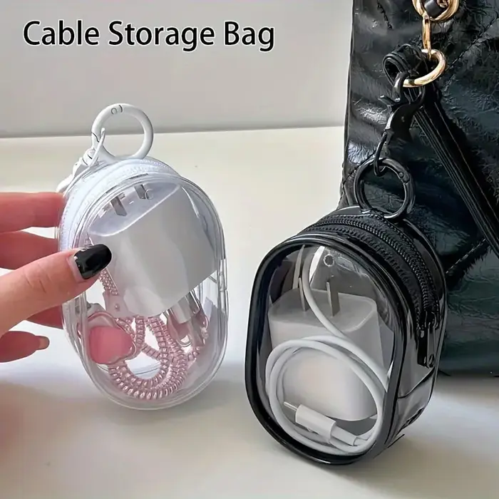 Mini sac de rangement portable à fermeture éclair transparente