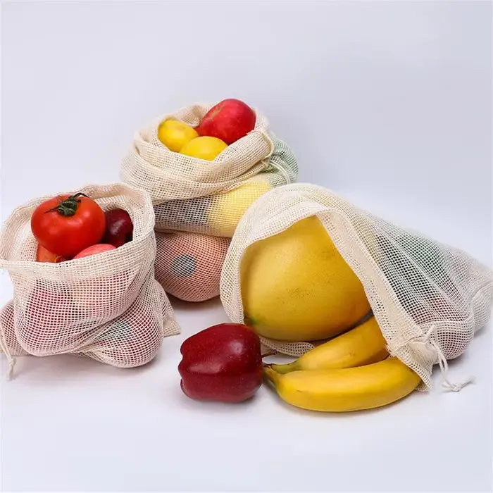 Sacs à légumes en maille de coton biologique