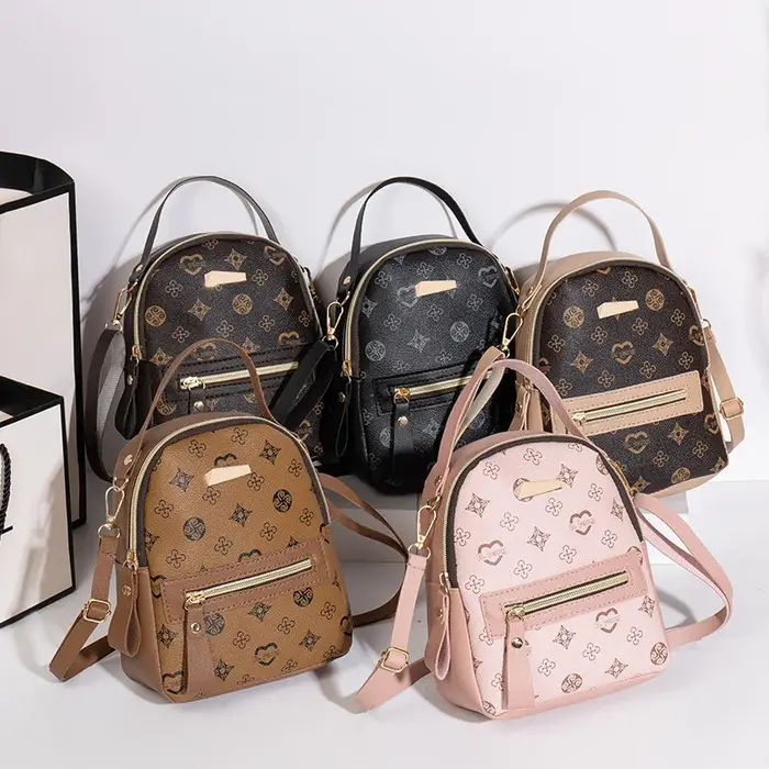 Sac à dos Mini Femme Cuir PU Imprimé Élégant Multifonction Léger Sac à Bandoulière pour Sortie Quotidienne Voyage