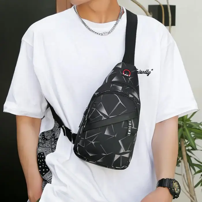 Sac de poitrine, sac bandoulière décontracté imperméable pour homme