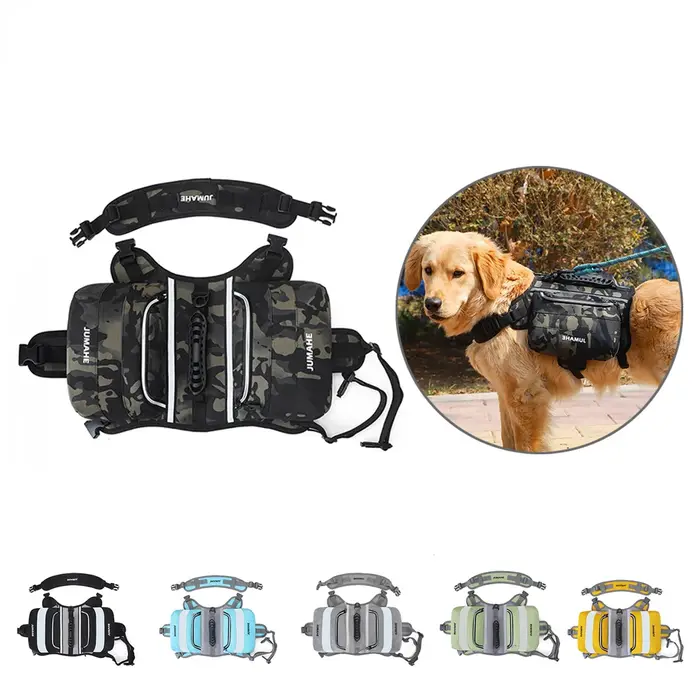 Sac à dos pour chiens moyens et grands, sacoche de dégager DulsFP avec poche latérale de sécurité pour le camping, sac glaDog pour le voyage