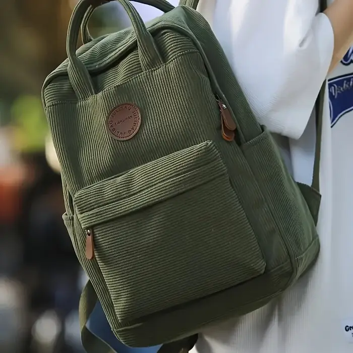 Sac à dos décontracté en velours côtelé pour adolescents