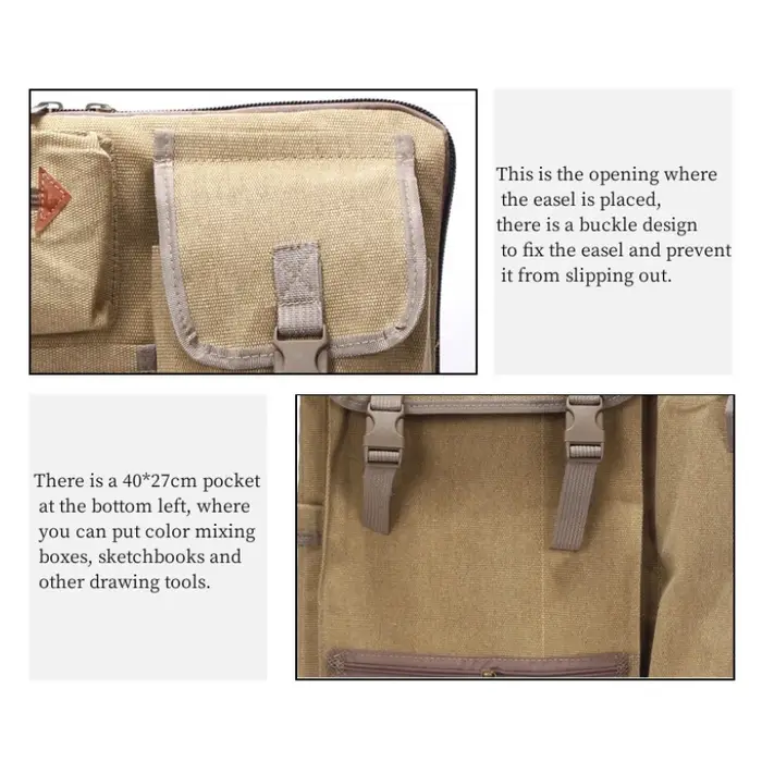 Sac à dos en toile 4K, sac de planche à dessin multifonctionnel