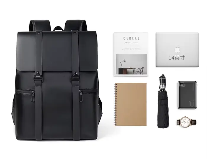 Sacs à dos en cuir pour ordinateur portable pour hommes, sacs d'école, PU, voyage, loisirs, grande capacité, sac à dos étanche pour étudiants