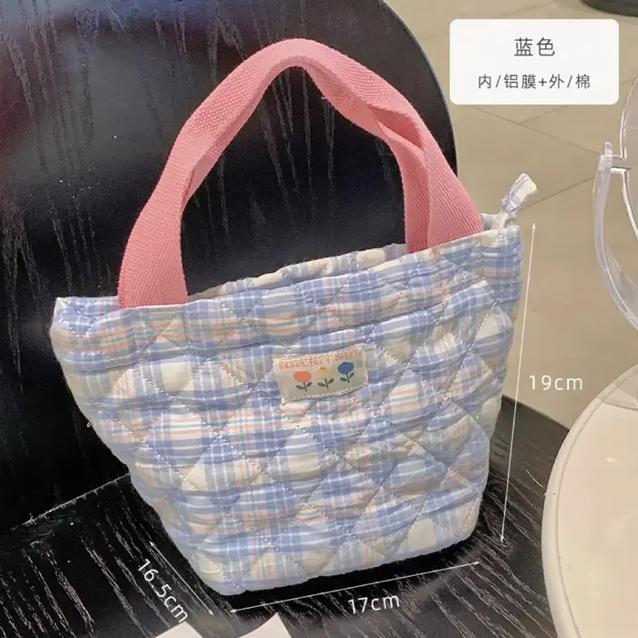 Sac à Lunch à Carreaux Thermique de Grande Capacité pour Femme, Fourre-Tout Portable et Isolé pour l