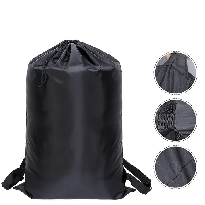 Grand sac à linge robuste en polyester avec cordon de serrage pour l'école