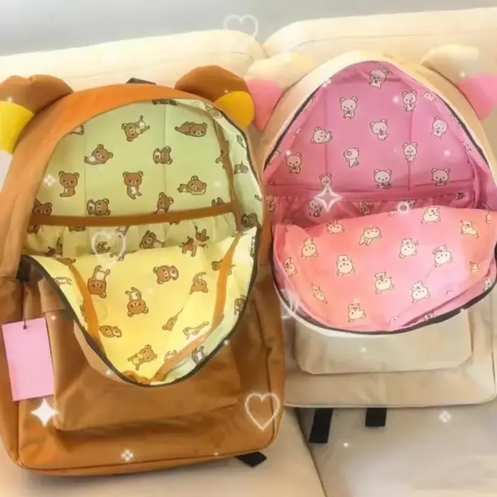 Sac à dos Kawaii Rilakkuma Ours Mignon Grande Capacité Anime Dessin Animé Sac à Dos Élégant pour Étudiant Sac d'école Sacs à Bandoulière Cartable