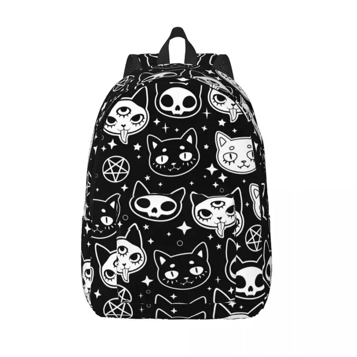 Sac à dos chat magique sorcellerie pour garçon et fille, sac à dos d'école pour enfants, sac de jour