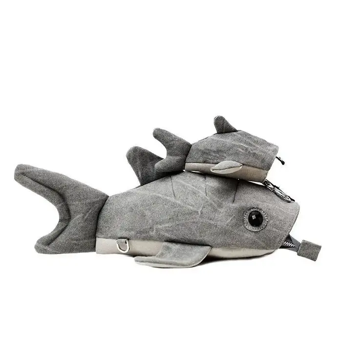 Sac à dos en toile motif requin baleine de dessin animé Kawaii