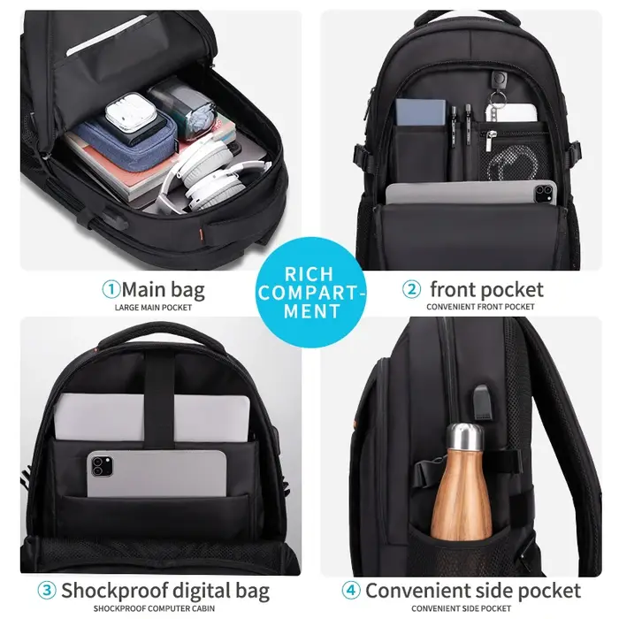 Heroic Knight – sac antivol Oxford 27L pour hommes, grande capacité 15.6 pouces, sac à dos de voyage