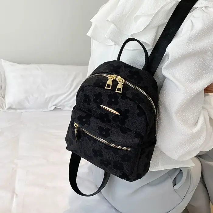 Sac à dos tendance en toile à fleurs