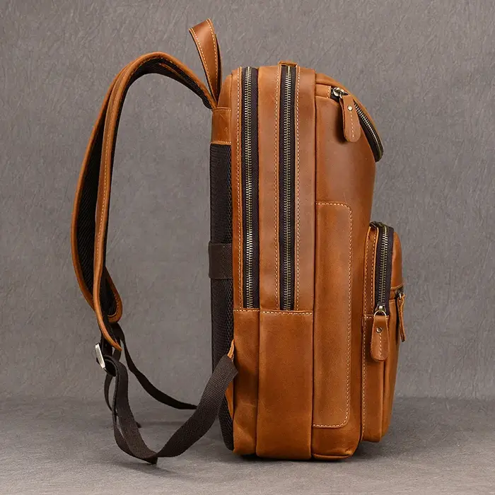 Sac à dos en cuir véritable pour homme, sac à dos pour ordinateur portable, sac à dos de voyage pour
