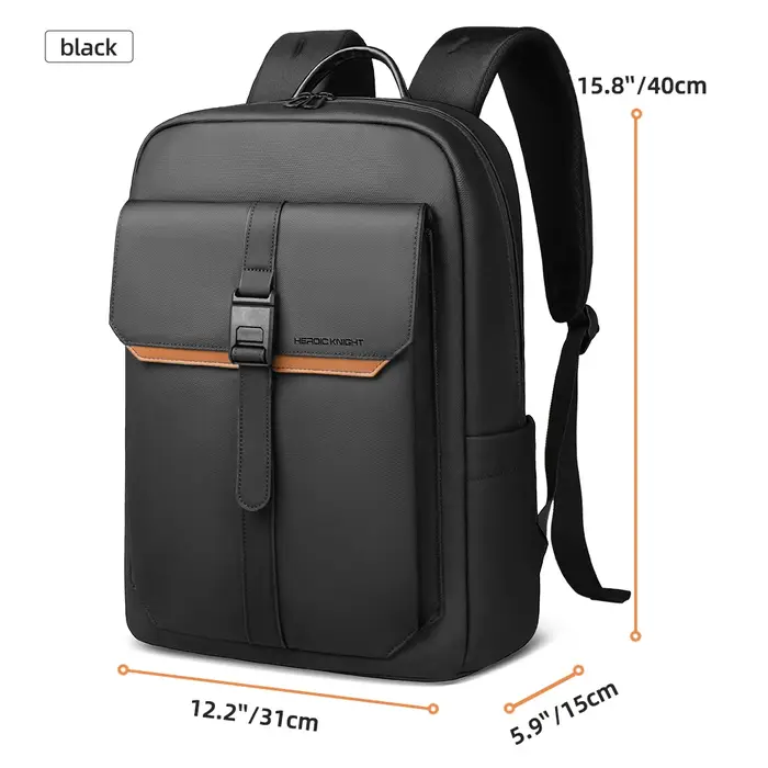 HK – sac à dos d'affaires élégant pour hommes, étanche, à rabat de 15.6 pouces, pour ordinateur port